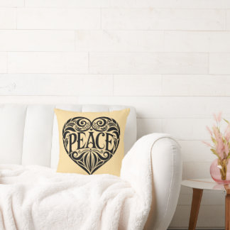 COUSSIN BLACK AND WHITE PEACE HEART