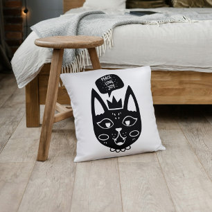 Coussin Black and White Peace Love Joy Chat Theme