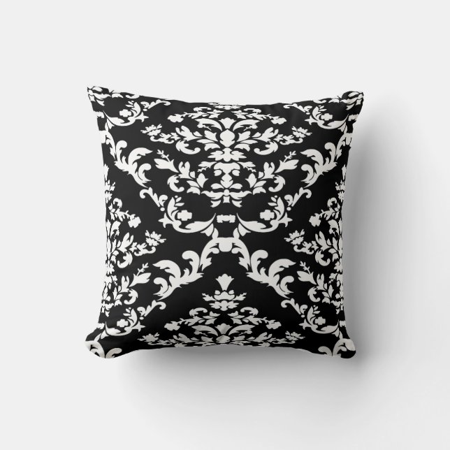 Coussin Black Bold Damask @ Emporiomoffa (Recto)