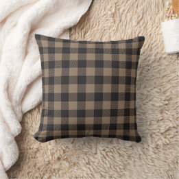 Coussin Black Brown À damiers Buffalo Plaid Rustique Pays