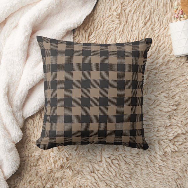 Coussin Black Brown À damiers Buffalo Plaid Rustique Pays (Couverture)
