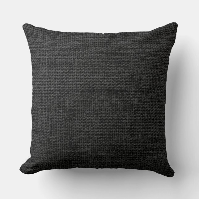 Coussin Black Burlap Linen Russe Jute (Recto)