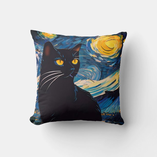 Coussin Black Cat Fantasy Throw Pillow (Recto)