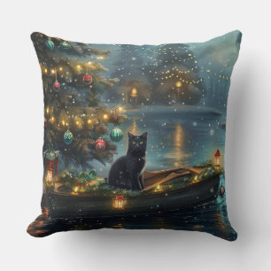 Coussin Black Cat Noël Festive Voyage