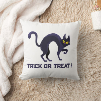 Coussin Black Cat Trick or Treat Halloween Throw Pillow
