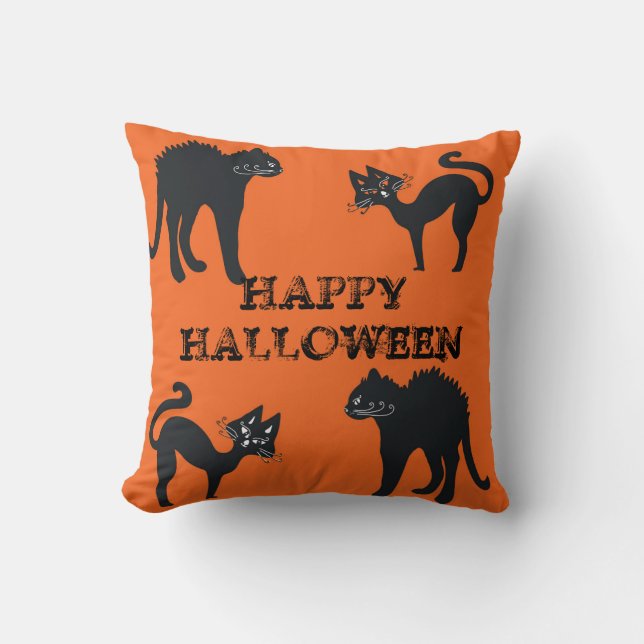 Coussin Black Cats Joyeux Halloween (Recto)