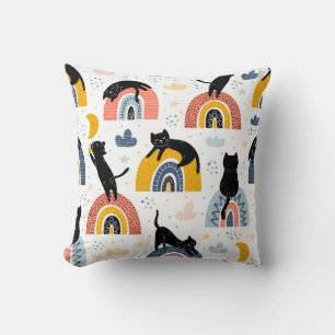 Coussin Black Cats Rainbows Motif Imaginaire