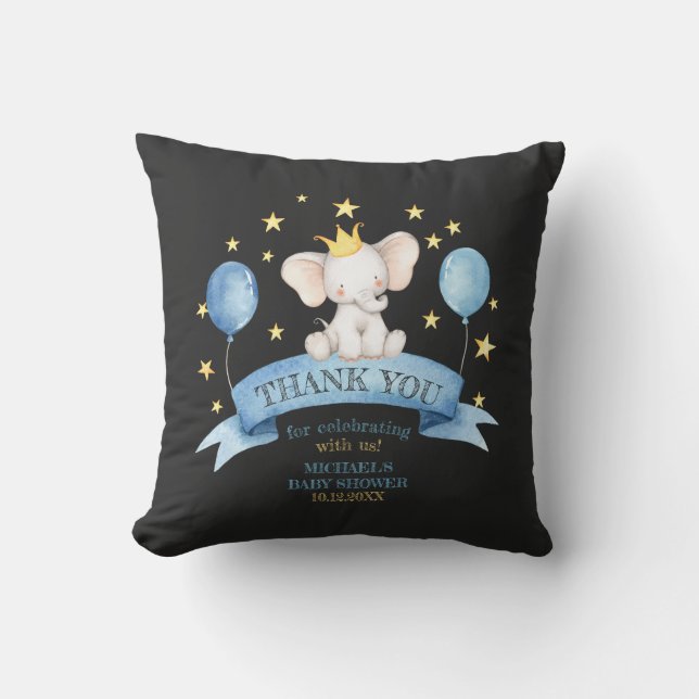 Coussin black chalk baby elephant STARS AND BALLOONS (Recto)
