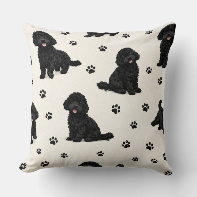 Coussin Black Cockapoo Gift | Cute Dog Pattern Cushion (Recto)