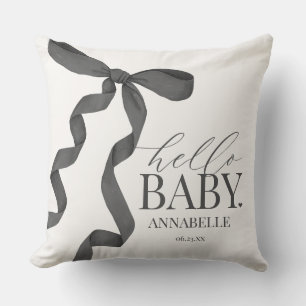 Coussin Black Coquette Bow Girl Baby shower cadeau