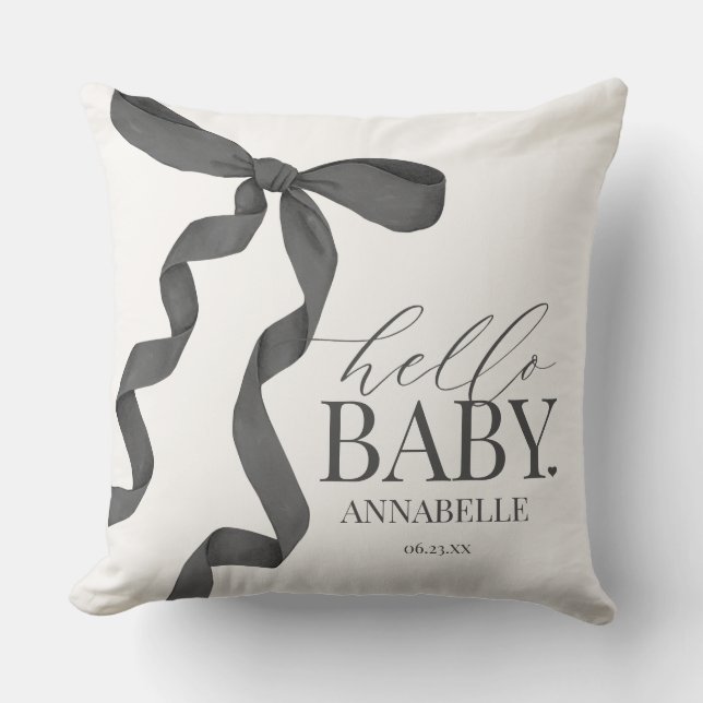 Coussin Black Coquette Bow Girl Baby shower cadeau (Recto)