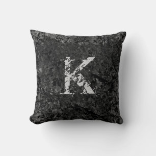 Coussin Black Cracked Natural Rock Texture sur mesure Mono
