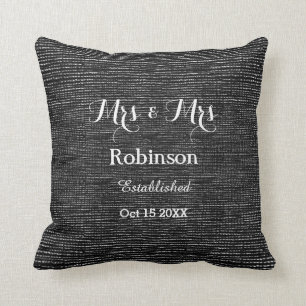 Coussin Black Et Blanc Personnalisé Mariage Lesbien Amour