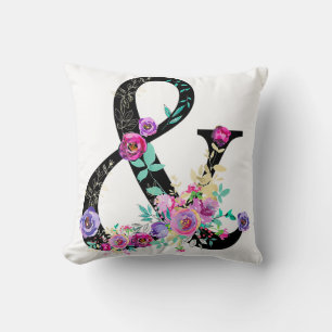 Coussin Black Floral Moderne Ampersand Chic Rustique Pays