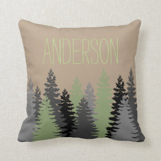 Coussin Black Forest Woods Pine Tree Nom personnalisé