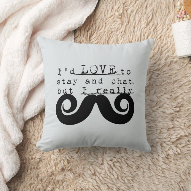 Coussin Black Funny Humor I Mustache (Couverture)