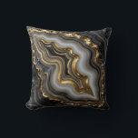 Coussin Black Gold Agate Geode Luxury Marble<br><div class="desc">Mesmerizing black and charcoal agate with flowing bands of soft gray and creamy white,  dramatically framed and veined in molten liquid gold. This opulent,  high-contrast geode design exudes modern luxury,  sophistication and powerful elegance perfect for those who love dark,  glamorous mineral aesthetics.</div>