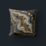 Coussin Black Gold Agate Geode Luxury Marble<br><div class="desc">Mesmerizing black and charcoal agate with flowing bands of soft gray and creamy white,  dramatically framed and veined in molten liquid gold. This opulent,  high-contrast geode design exudes modern luxury,  sophistication and powerful elegance perfect for those who love dark,  glamorous mineral aesthetics.</div>