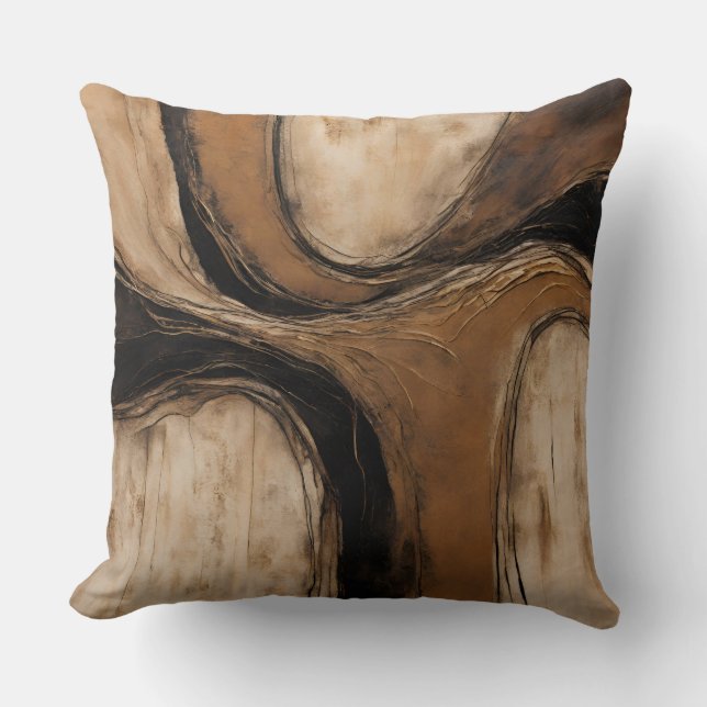 Coussin Black Gold Beige Abstrait Floral (Recto)