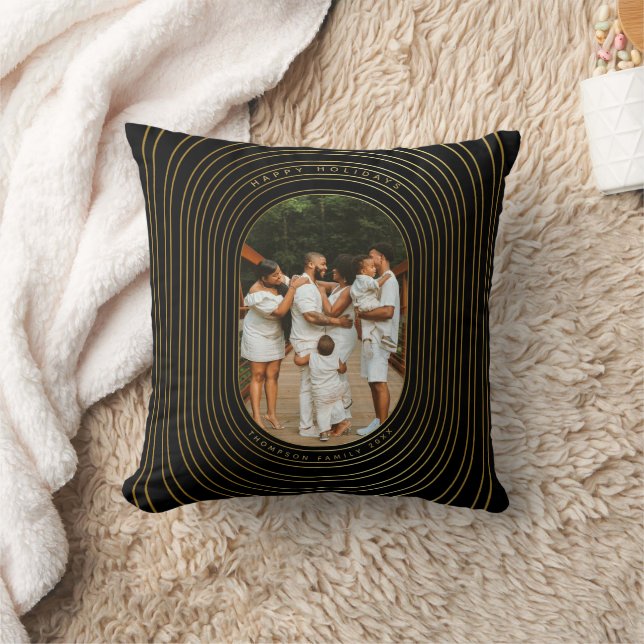 Coussin Black Gold Custom Photo Famille (Couverture)