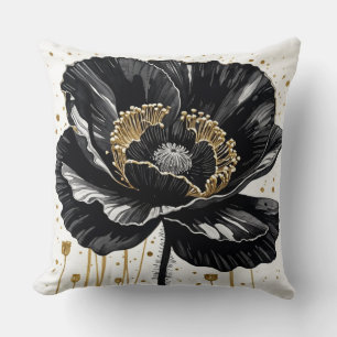 Coussin Black Gold et White Poppy