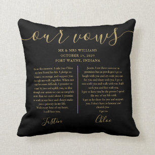 Coussin Black Gold Script Son et ses photos Mariage Vows