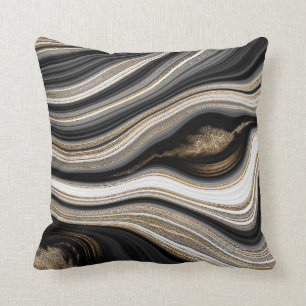 Coussin Black Gold White Agate moderne