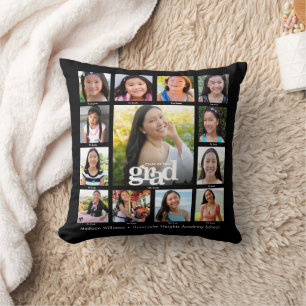 Coussin Black Graduation K-12 Bold Modern Photo Collage