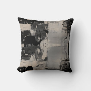 Coussin Black Grey & Beige Artistic Abstrait Colorblock