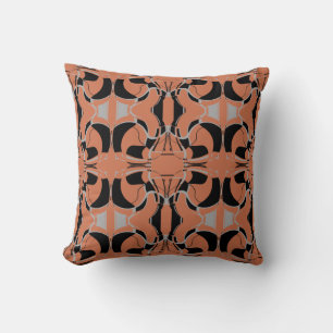 Coussin Black Grey sur Burange Orange Grand Carreaux Motif