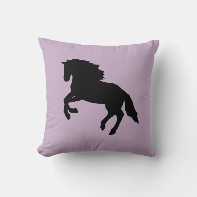 Coussin Black Horse Silhouette Courir Cheval Violet Coussi (Recto)