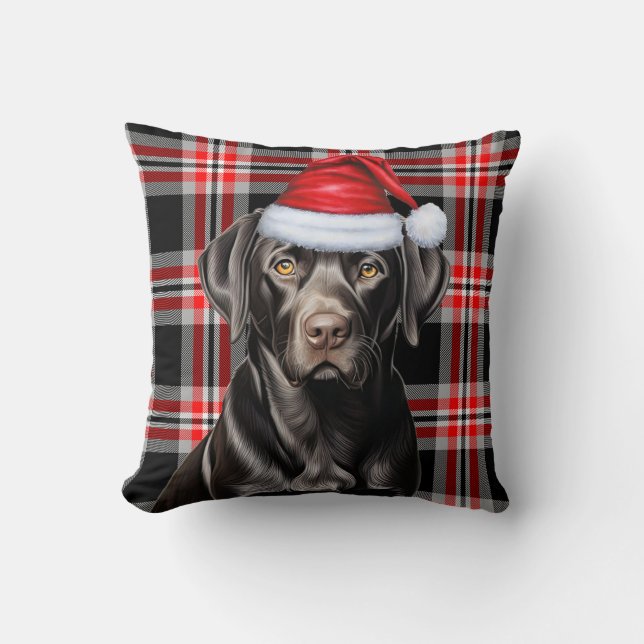 Coussin Black Labrador Retriers Plaid Christmas Holiday (Recto)