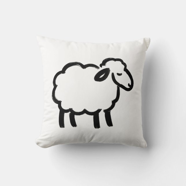 Coussin Black Line Sheep - Cosy Animal Enk Design on (Recto)