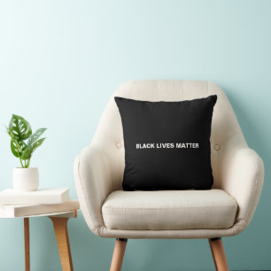 Coussin Black Lives Matt noir blanc texte minimaliste