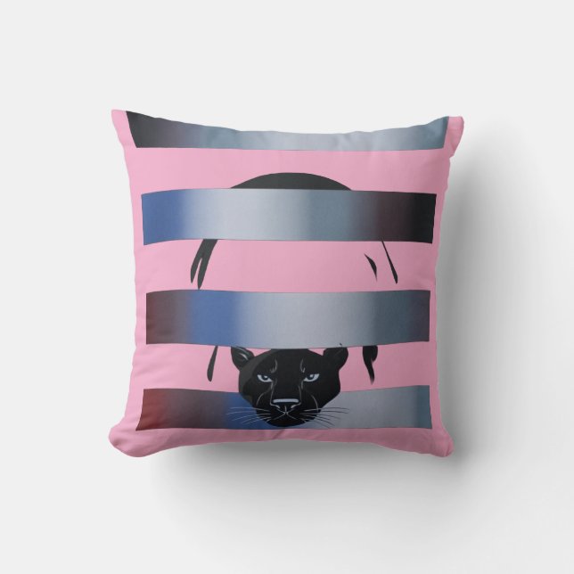 Coussin Black Panther Peeking Through Stripes – Modern Min (Recto)