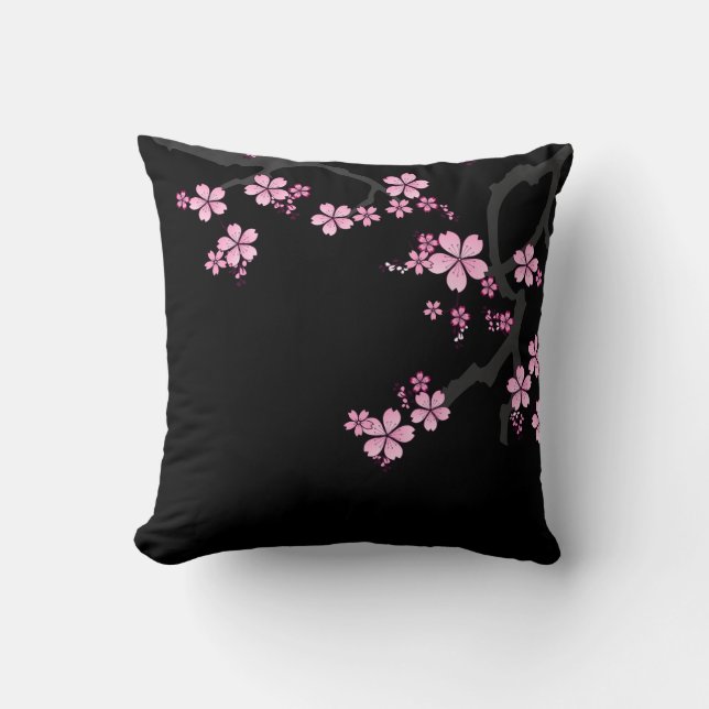 Coussin Black Pink Sakura design japonais :: (Recto)