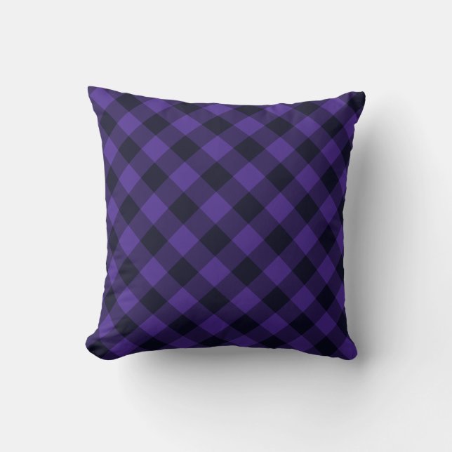 Coussin Black Purple Check Vintage Jeu d'oreiller (Recto)
