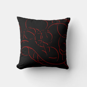 Coussin Black & Red Moderne Élégante Abstraite perruques