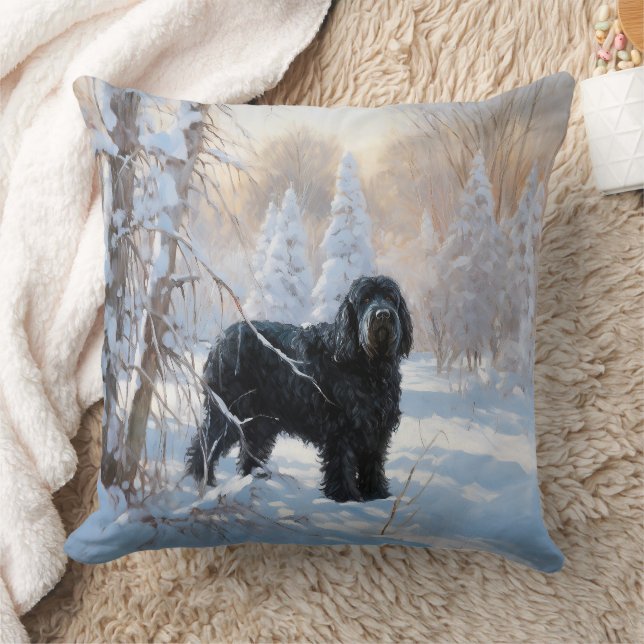 Coussin Black Russian Terrier Laisser neiger Noël (Couverture)