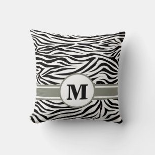 Coussin Black Safari Zebra avec Monogramme