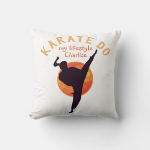 Coussin Black Silhouette Girly Sports Karate Martial Arts
