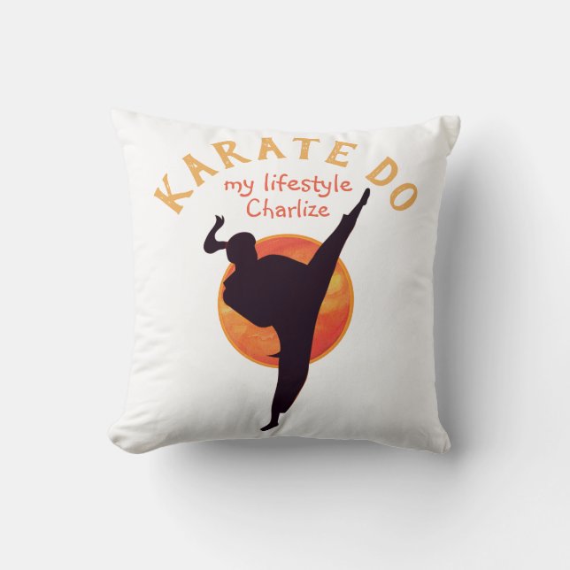 Coussin Black Silhouette Girly Sports Karate Martial Arts (Recto)
