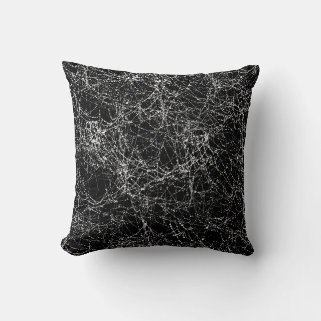 Coussin Black & Silvery Spider Webs Chic Halloween (Recto)