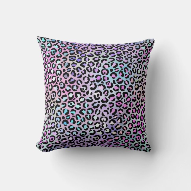 Coussin *~* Black Spots Leopard Rainbow Poster de animal (Recto)