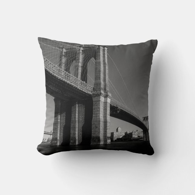Coussin Black & White Brooklyn Bridge New York City Coussi (Recto)