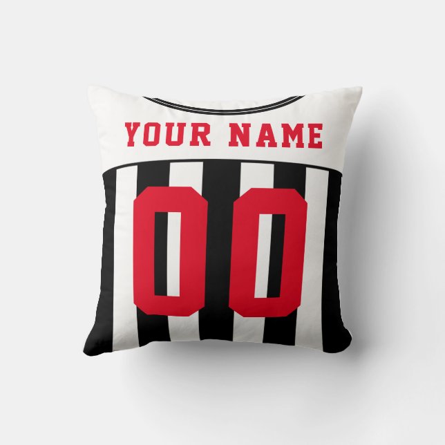 Coussin Black & White Football Football Jersey Nom Numéro (Verso)
