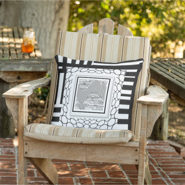 Coussin Black White Geo Collage (Chaise)