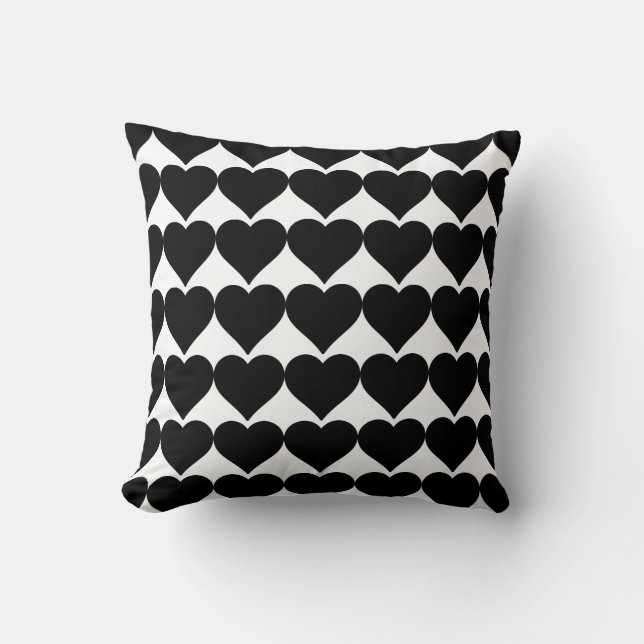 Coussin Black white Heart classique élégant motif (Recto)
