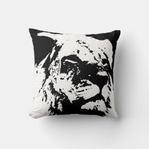 Coussin Black & white lion pop art