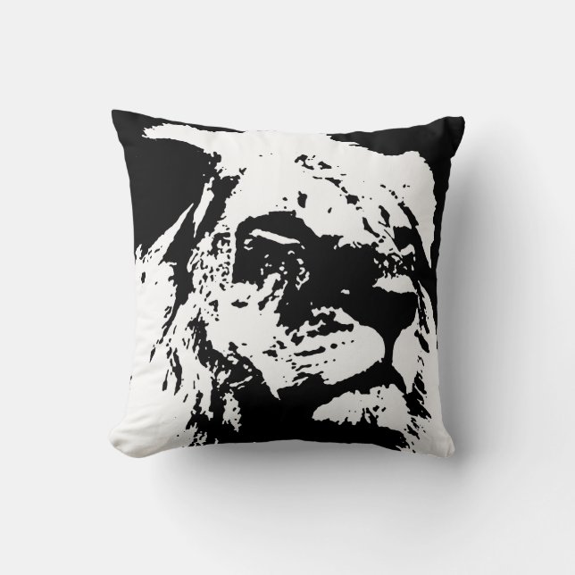 Coussin Black & white lion pop art (Recto)